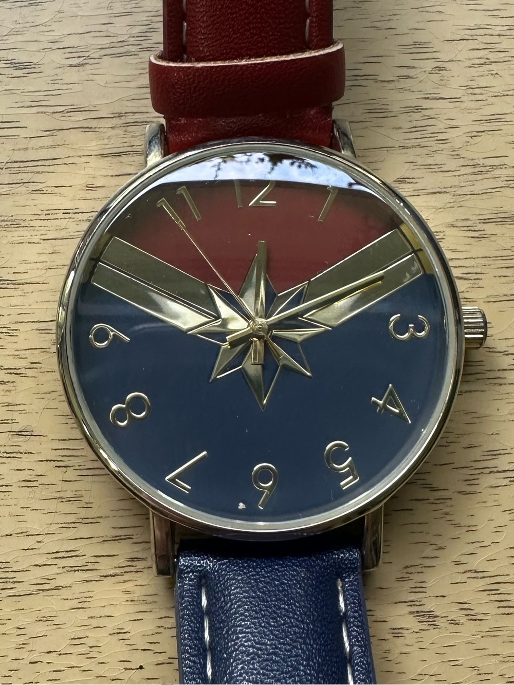 Marvel Captain Marvel Wristwatch Red & Blue Strap Accutime